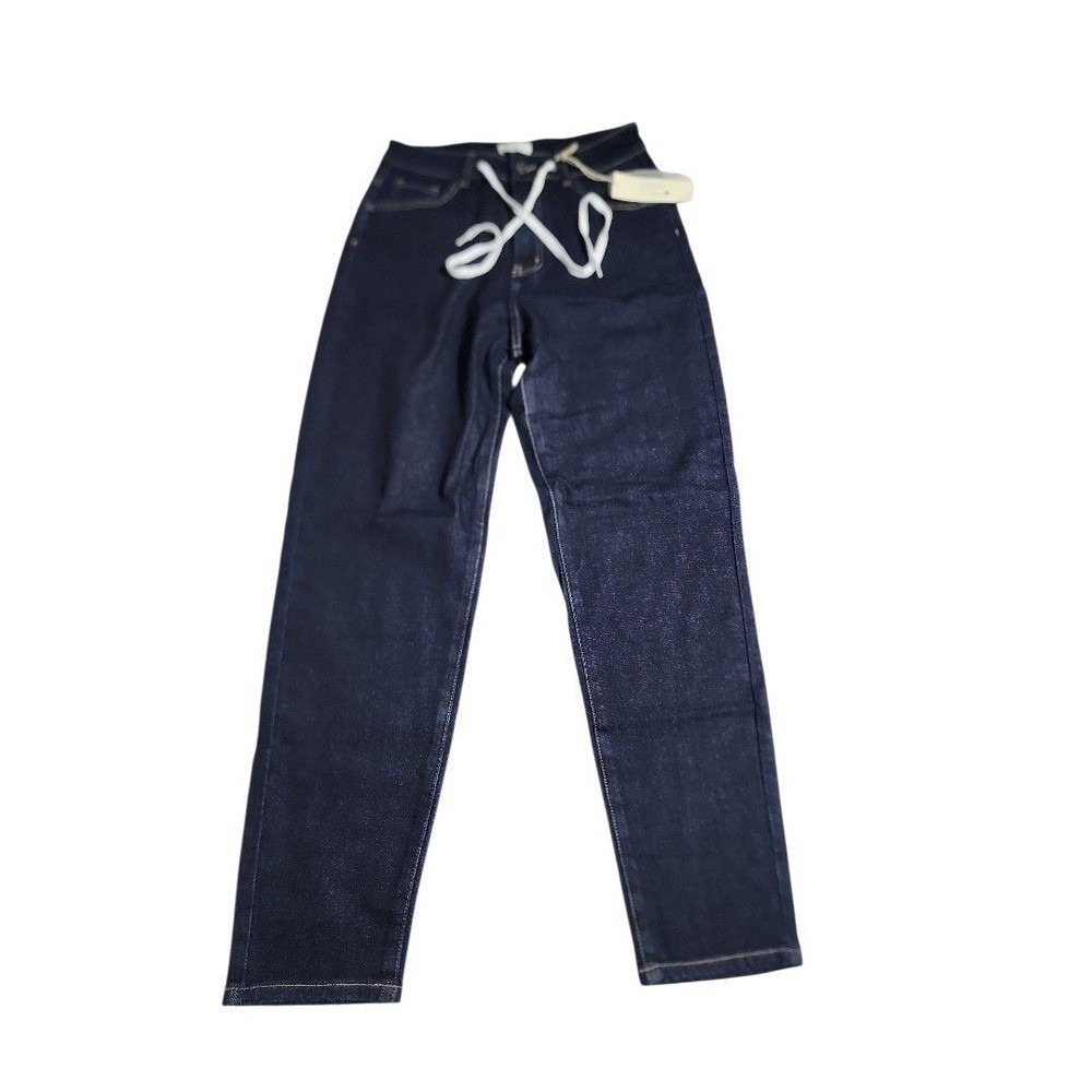 Italian Star Legend Jeans Women US Medium Dark Wash Denim Drawstring Stretch NEW